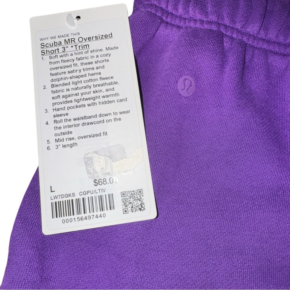 Lululemon Scuba MR Oversized Short 3" *Trim, College Purple Light Ivory Multi - Picture 9 of 10